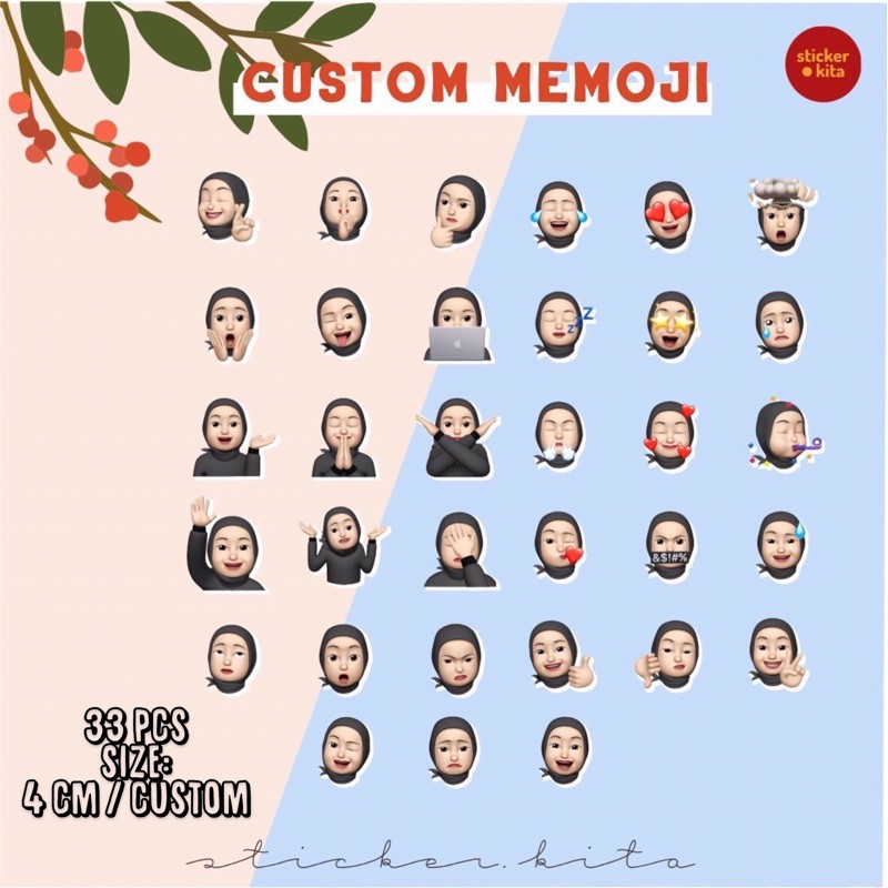 CUSTOM MEMOJI STICKER / STICKER HYPE BEAST AESTHETIC TUMBLR (FREE GIFT) STICKER.KITA