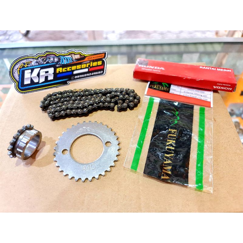 Rantai kamprat gl pro series cdi original 25h 102l set gigi timing sentrik atas bawah fukuyama