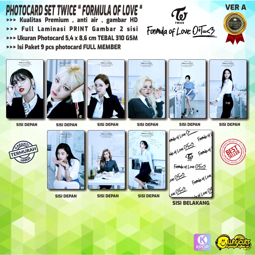 PHOTOCARD SET PC PREMIUM KPOP TWICE FORMULA OF LOVE FULL LAMINASI PRINT BOLAK BALIK