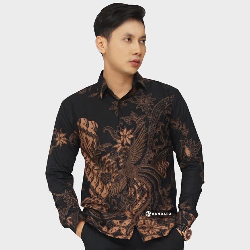 SELING HITAM Kemeja Batik Pria Lengan Panjang Full Furing Bahan Katun Halus