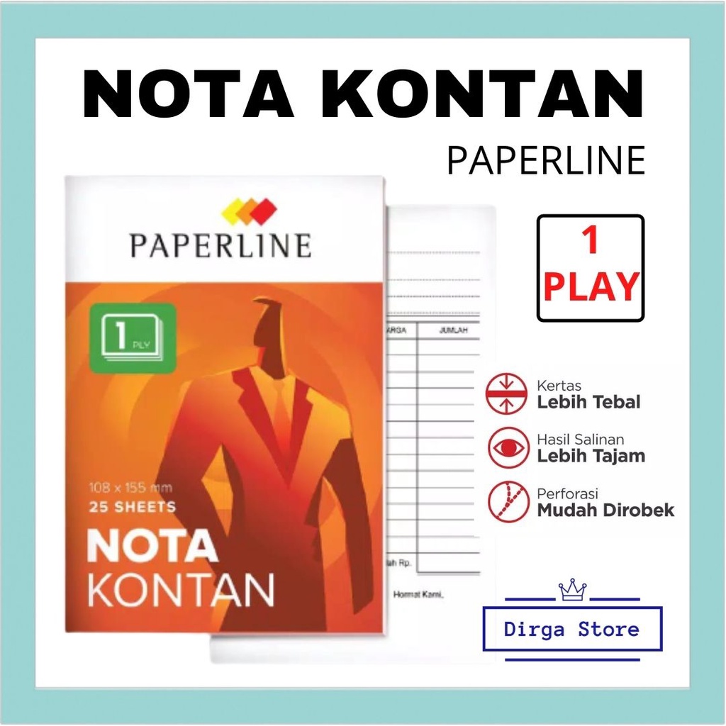 

Buku Nota Kontan Toko Penjualan 1 Play Kecil Paperline 25 Sheets Rangkap 1 Polos Mudah Di robek