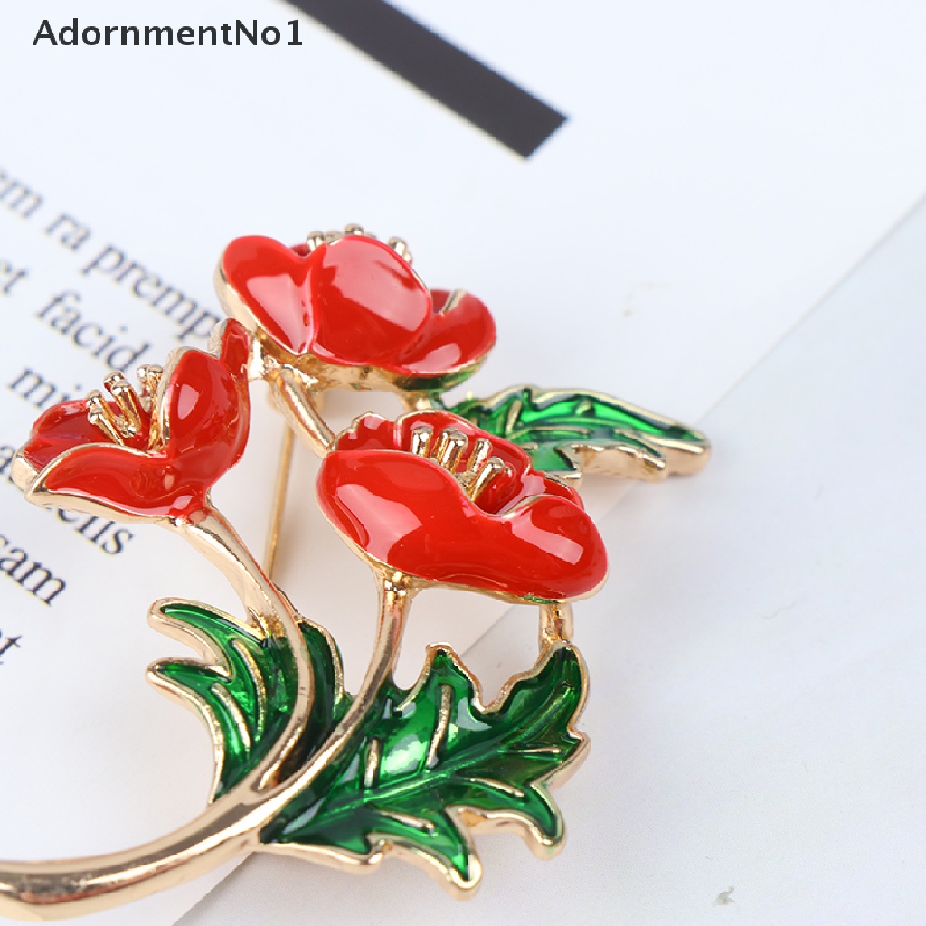 (AdornmentNo1) Pin / Bros Bentuk Bunga Poppy Warna Silver / Gold Untuk Wanita