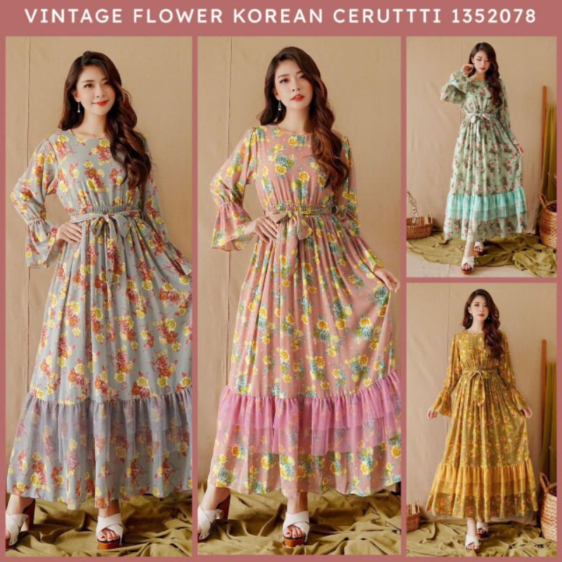 Gamis Bunga Korean Style By Yuna Fashion