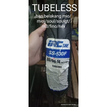 ban luar belakang IRC tubeless 80/90 14 mio mio j mio gt soul soul gt fino m3 nex tubles 80 90 14