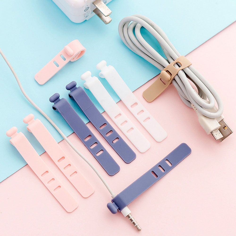 QUINTON Multipurpose Cable Winder Storage Organizer Cable Holder Cable Organizer Cord Fixer Office Accessories Flexible Silicone Earphone Clip Charging Cable Protector Headset Clip