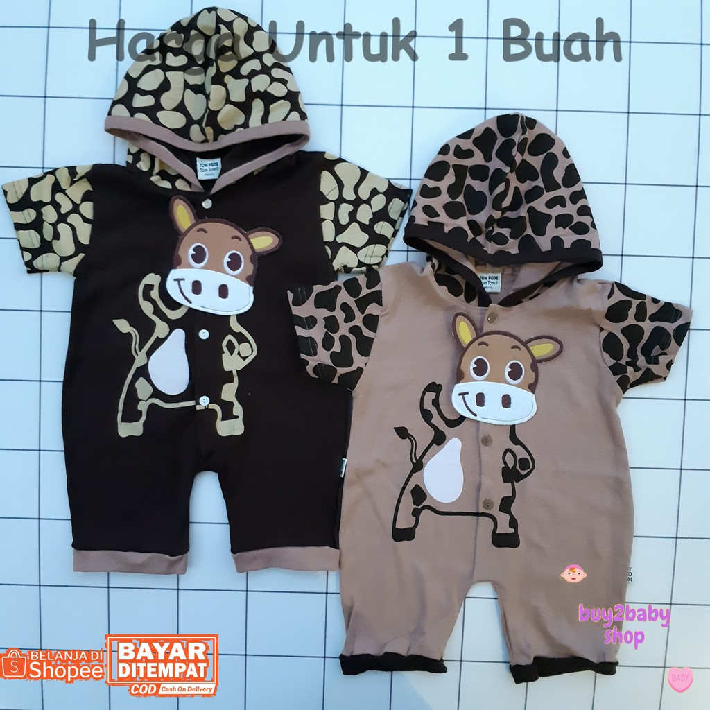 Jumper pendek romper bayi dengan hoodie Cow Series Tom Pege Tom-Tom 6-12 Bulan 1 PCS