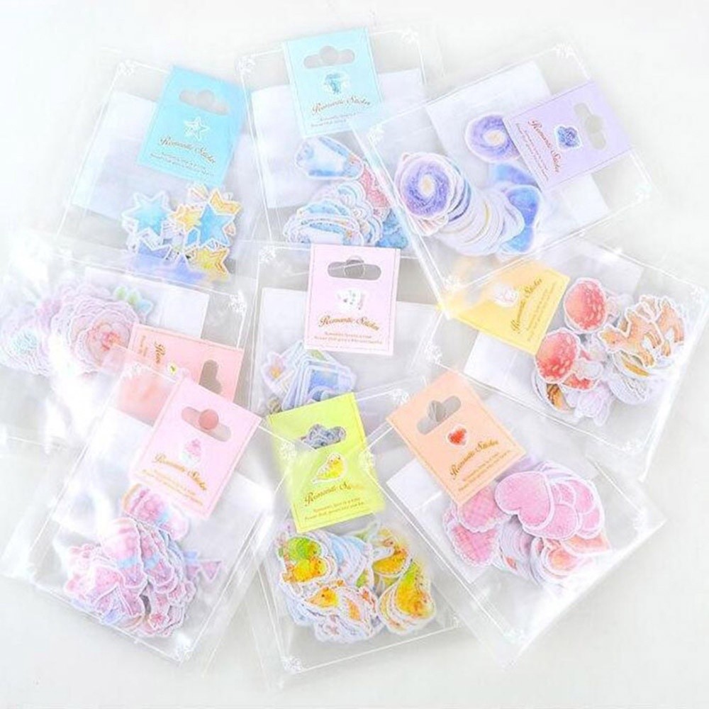 【COD Tangding】70Pcs Stiker Kertas Motif Label Lucu untuk Dekorasi Scrapbook / Album / Diary DIY