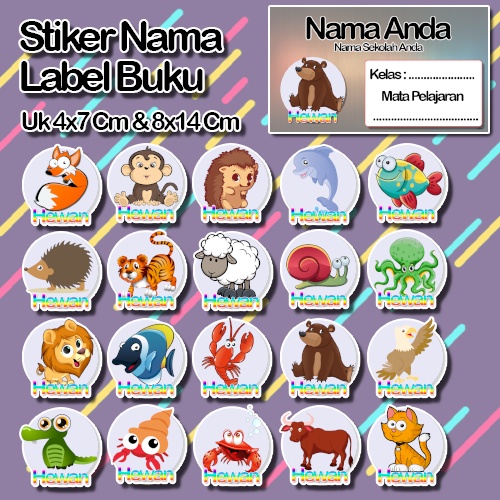 

Stiker animasi kartun kerbau ikan kambing ikan Karakter Lucu Custom Lebel Nama cromo murah 20 Varian berbeda Sticker Pelajaran Mapel buku anak sekolah No 13