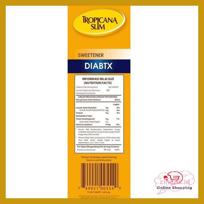 

4R6Ey46- Tropicana Slim Sweetener Diabtx (100 Sachet) R7Eye59-