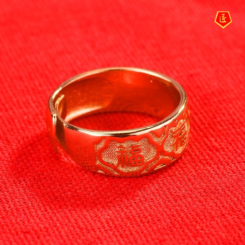[Ready Stock]Elegant Golden Ring Temperament Personality