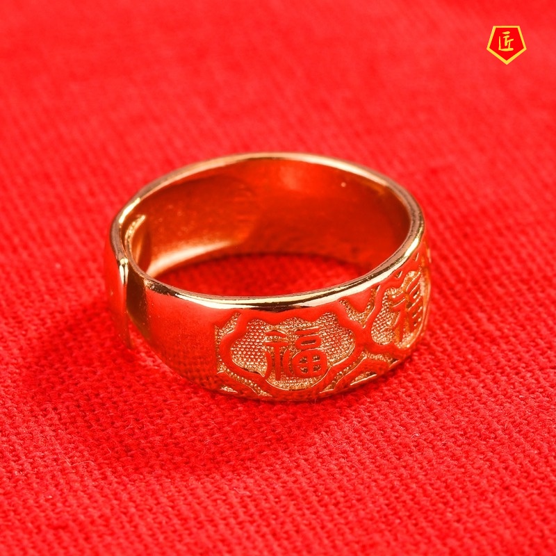 [Ready Stock]Elegant Golden Ring Temperament Personality