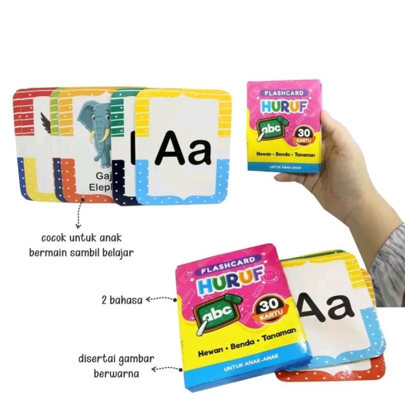 Kartu Flashcard Angka,  Huruf dan Hijaiyah