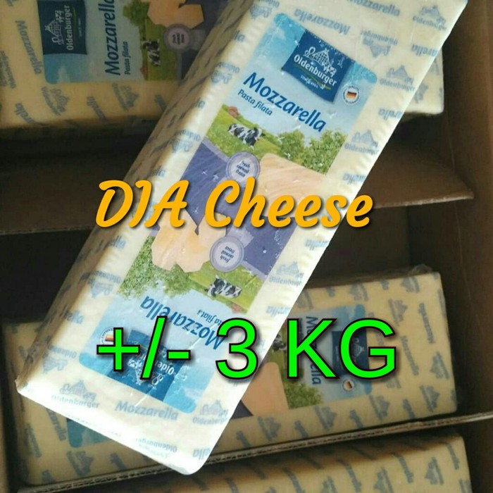 

Keju Mozzarella / Mozarella Oldenburger Block +/- 3 kg MURAH
