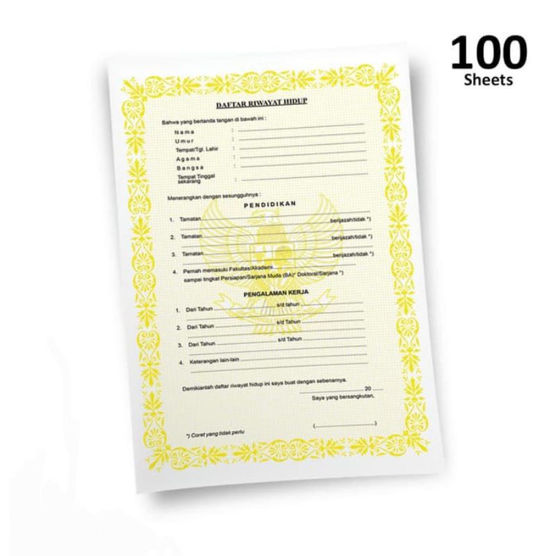 

Daftar Riwayat Hidup & Surat Lamaran Kerja Isi 100 Lembar