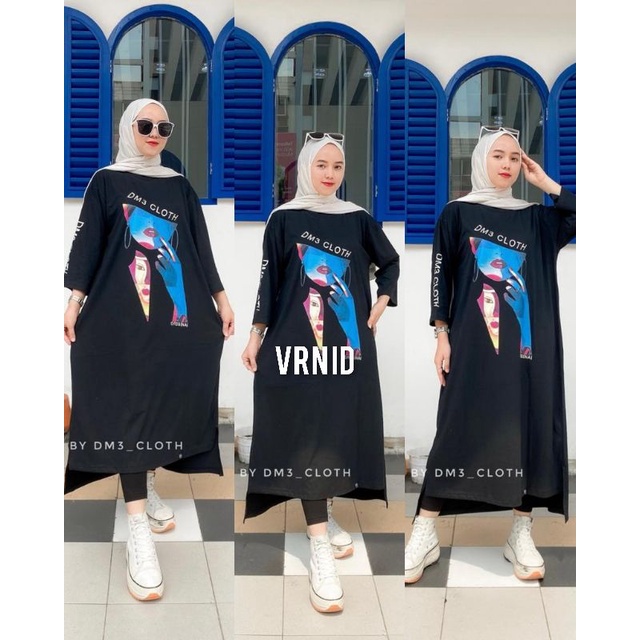 VRN ID- DM3 ORIGINAL /LONG TUNIK KAOS DM3/TUNIK WANITA/KAOS DM3/LONG TUNIK JUMBO/LON TUNIK KAOS/PAKA