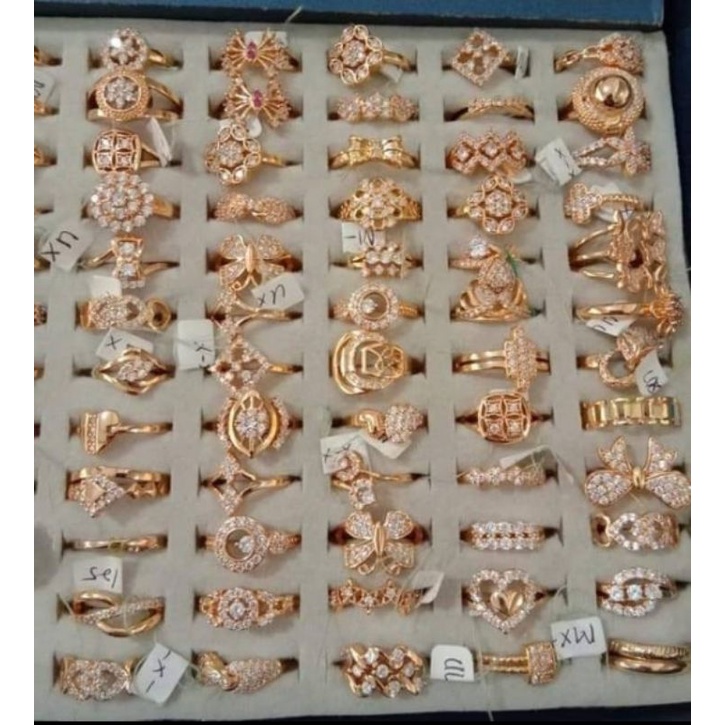 cincin xuping termurah wanita dewasa lapis emas premium top RANDOM berbagai model  mewah dan menarik permata zirqon-3
