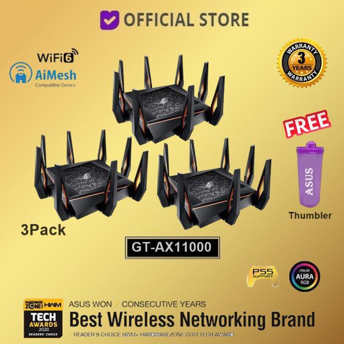 Murah Asus Rog Rapture Gt-Ax11000 3 Pack Gaming Wifi 6 Router Ax11000 Cisiimart