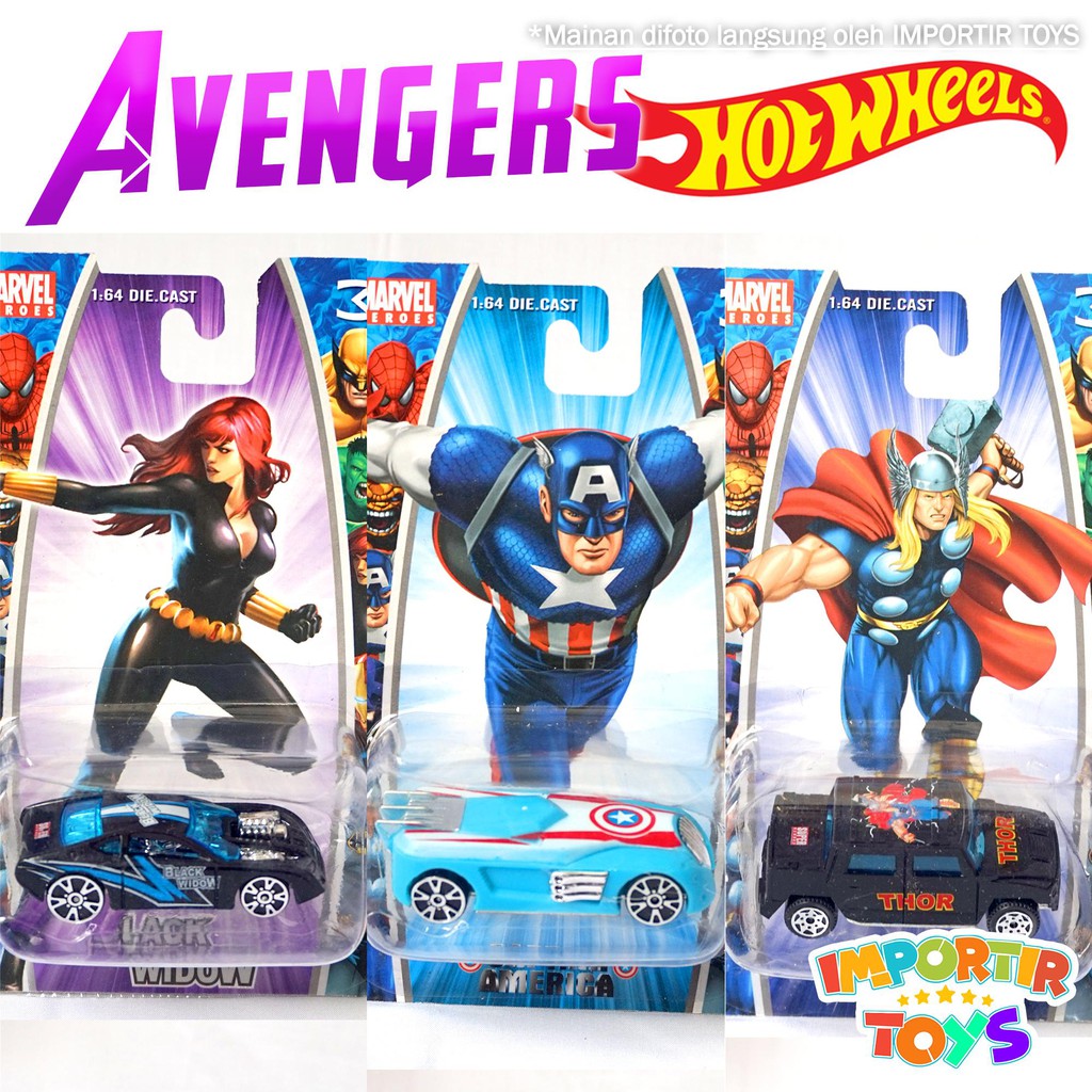 MAINAN MOBIL DIECAST: MARVEL (Black Widow, Captain America, Thor)