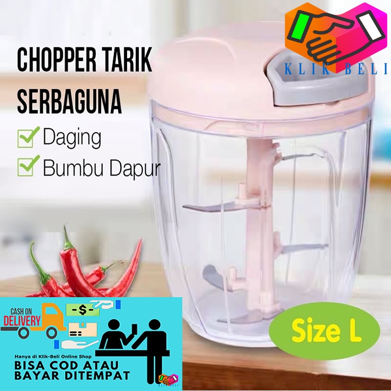 Chopper Besar Blender Tangan Tarik Manual Bumbu Dapur 5 Mata Pisau Perajang Serbaguna Alat Pencacah Portable Capsule