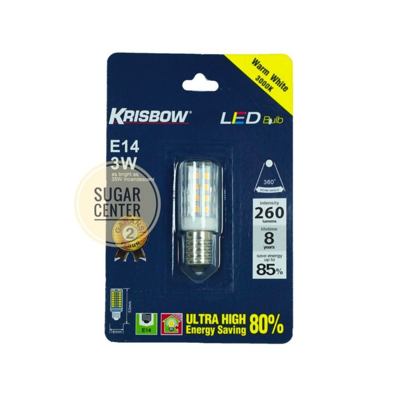 Krisbow Bohlam LED E14 3 Watt 3000K Warm White/Bohlam LED E14 Hemat Energi/Bohlam LED E14 Krisbow