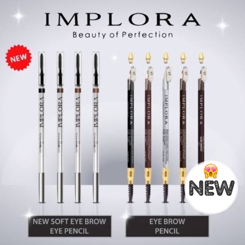 ORIGINAL Pensil Alis IMPLORA EYEBROW PENCIL 2 in 1 Soft Eye Brow