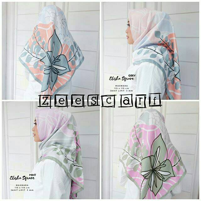 SALE Big Promo Jilbab Segi Empat / Jilbab Segi Empat Motif / Elisha Square