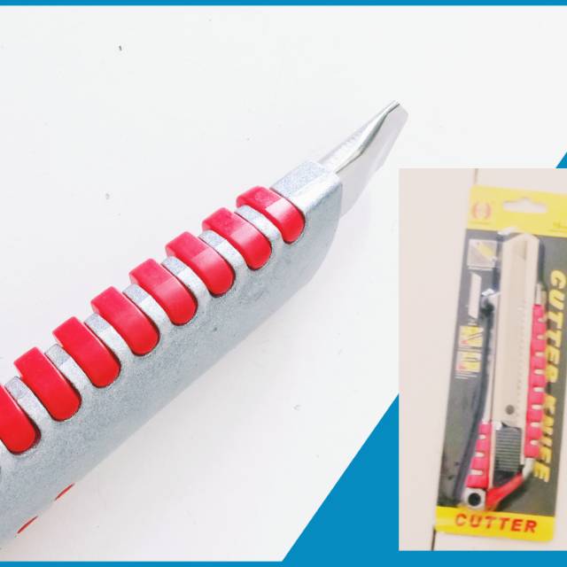 Cutter Besar Ukuran 17 cm, Alat Potong Kardus, Cutter Anti Slip dengan kunci otomatis