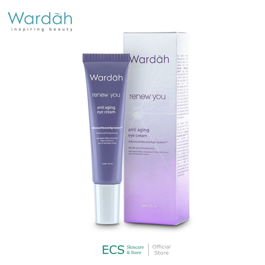 Wardah Renew You Anti Aging Eye Cream 10 ml - Krim Mata Anti Aging dengan Apple PhytoCell Extrac - Skincare BPOM Halal Ungu
