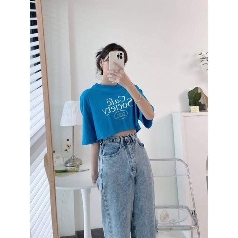 Kaos Oversize Crop Cafe Society (LD 106 P 45)