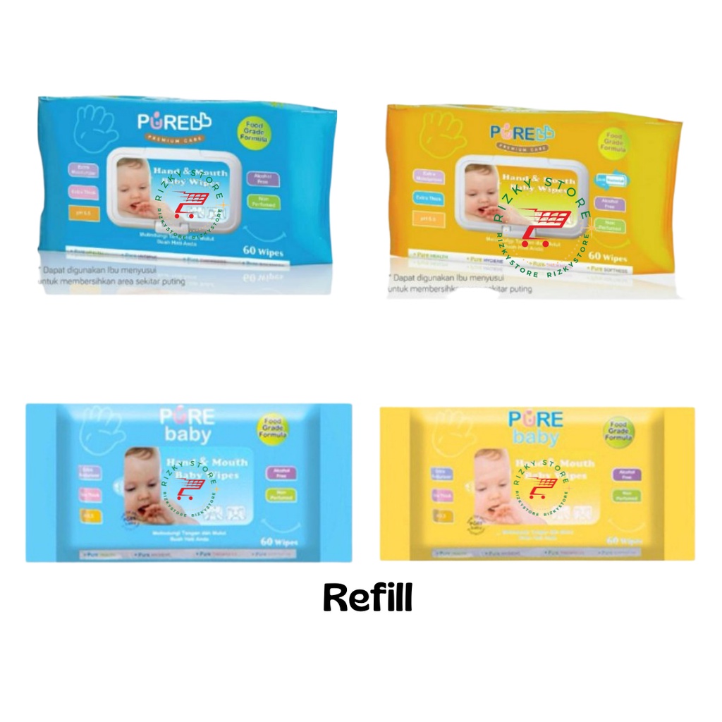 PURE BB HAND &amp; MOUTH BABY WIPES 60'S/Tisu  basah bayi