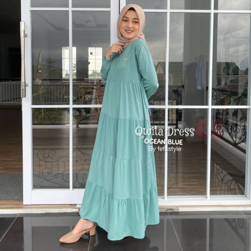 DRESS RUFFLE BUSUI- BAHAN RAYON TWILL PREMIUM - QWITA DRESS