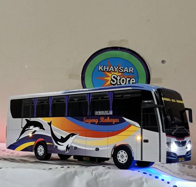 Miniatur bus shd sugeng rahayu livery lumba-lumba  plus Lampu