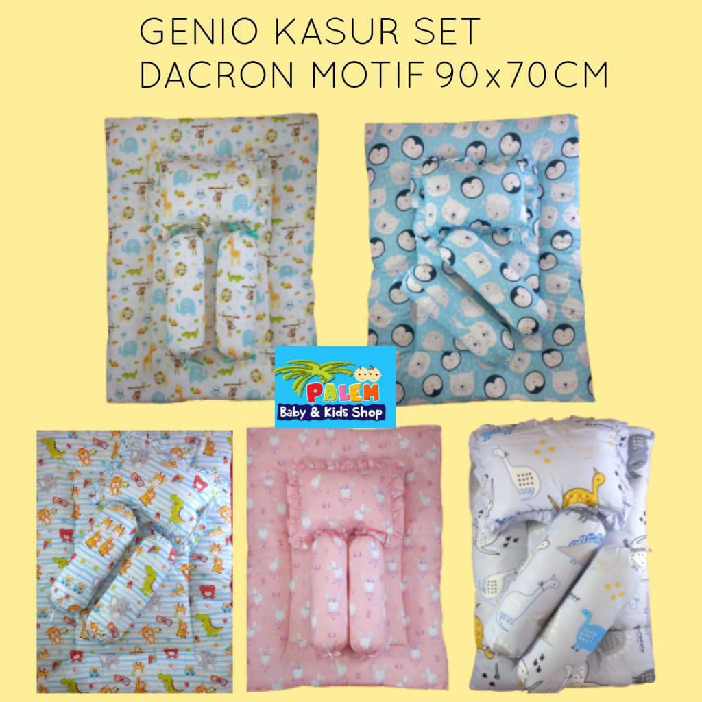 Genio Kasur set Bayi Bahan Dacron  Motif Campur + 1 bantal &amp; 2 guling ukuran 90x70cm