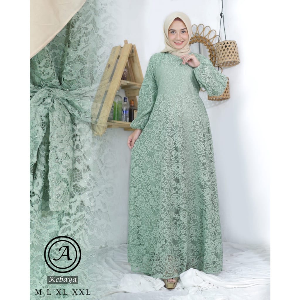 Aldine gamis brukat tule//gamis pesta modern//gamis wanita //fashion wanita terbaru