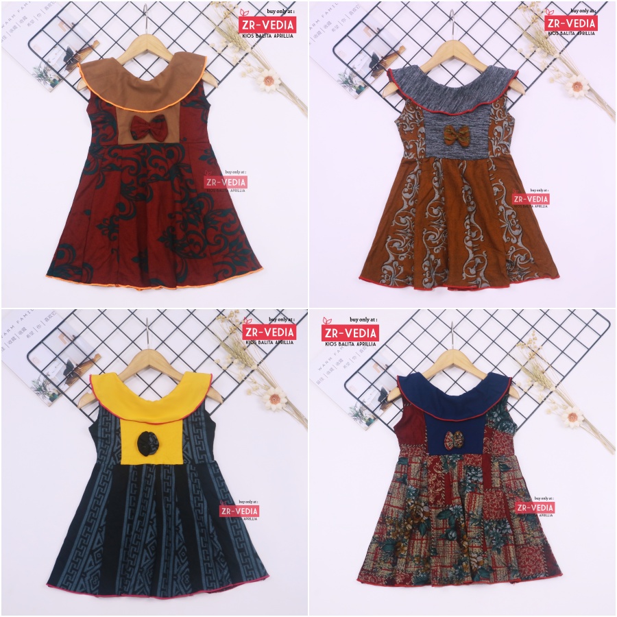 (Batik) Dress Cantika uk 1-2 Tahun / Dres Model Baju Anak Perempuan Pesta Cewek Motif Bunga Murah