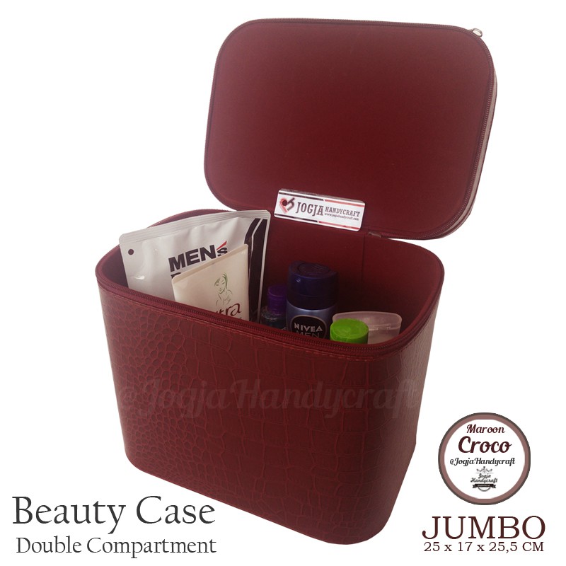 Exclusive JUMBO Size Tas Tempat Kosmetik Maroon Croco / Beautycase