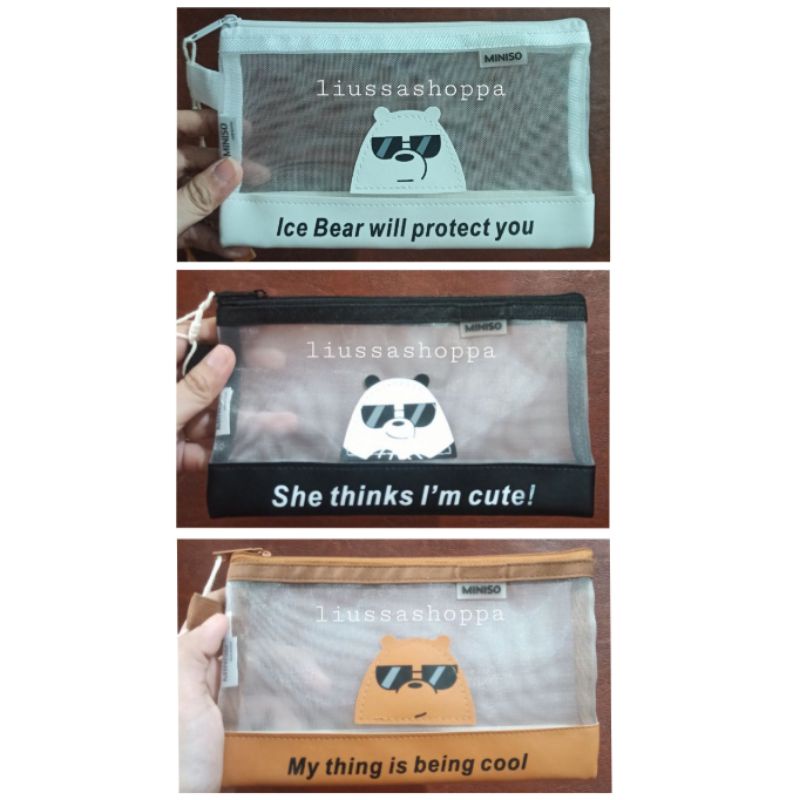 Pouch / Tempat Pensil We Bare Bears Miniso - We Bare Bears A6 Document Bag