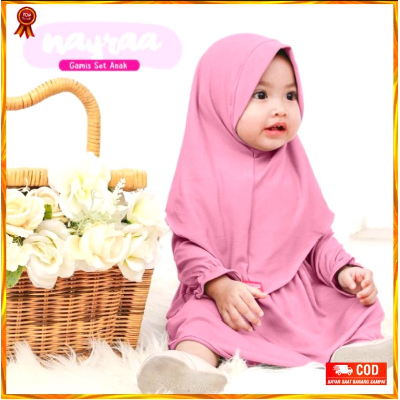 Gamis Bayi Perempuan 0 1 2 3 4 5 6 7 8 9 10 bulan 1 Tahun Set Hijab Pakaian Baju Muslim Anak Balita 