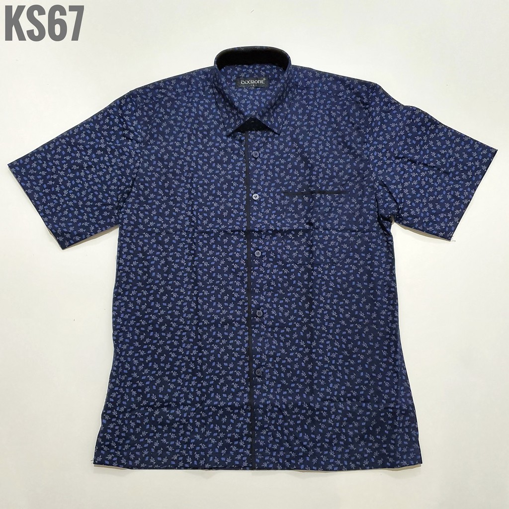 Kemeja Pria Lengan Pendek KS67 Katun Dixmont Hem Motif Casual Kerja Semi Slimfit