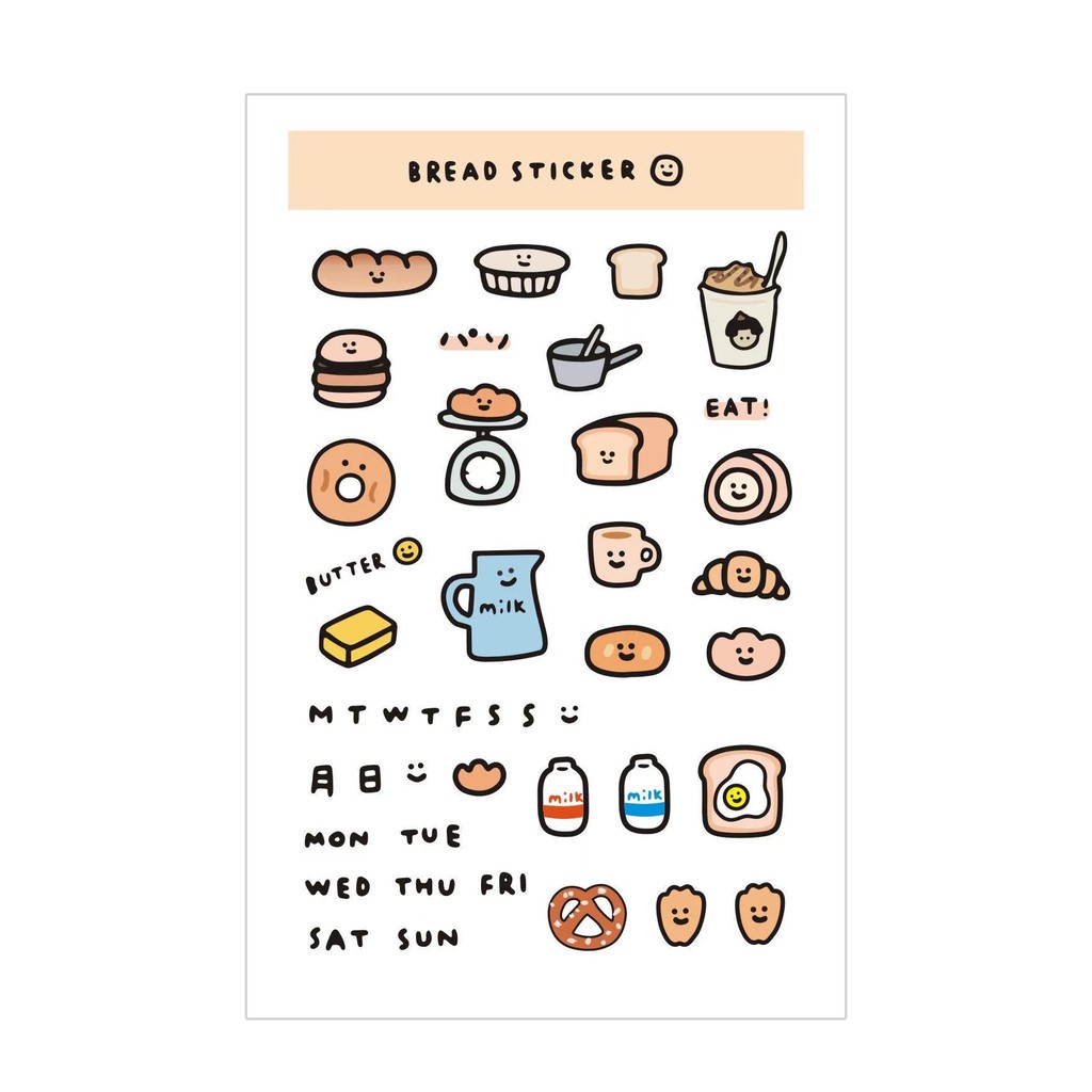 1pc Stiker Bentuk Roti Lucu Bahan Pvc Kualitas Tinggi Untuk Dekorasi Diary / Scrapbook