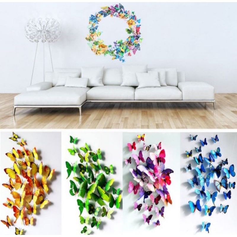 stiker kupu-kupu 3d wall sticker butterfly stiker dinding motif