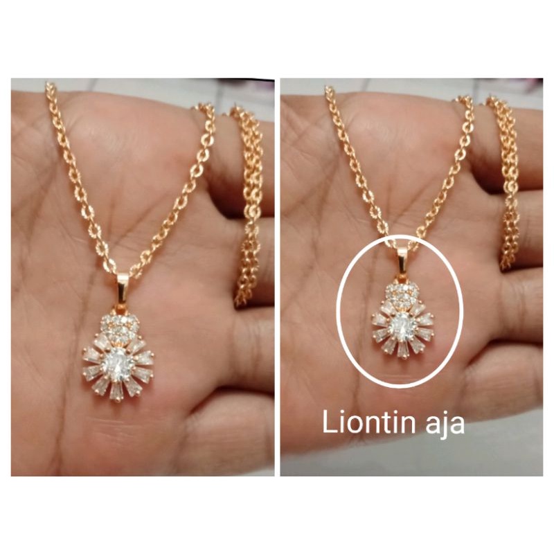 NK653. Kalung, Liontin xuping wanita lapis emas dgn mata zircon ukuran 45 cm nori