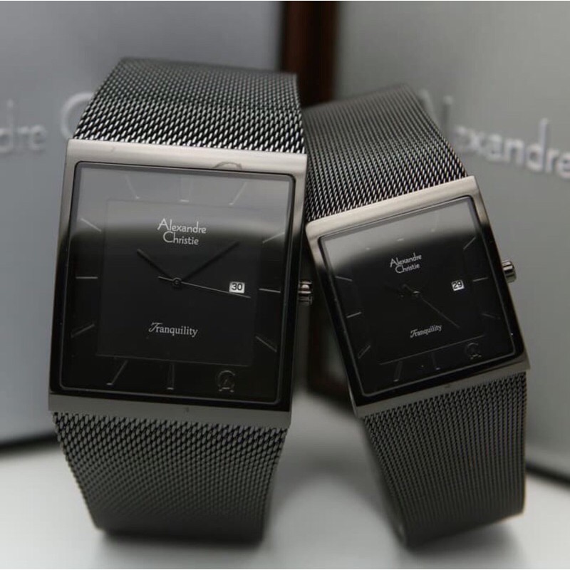 Jam Tangan Couple/Pasangan Alexandre Christie AC 8333 Full Black