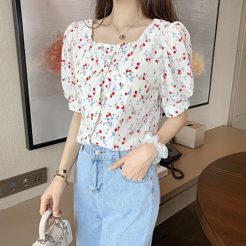 yikoo-Kemeja korea shirt casual blouse wanita fashion atasan