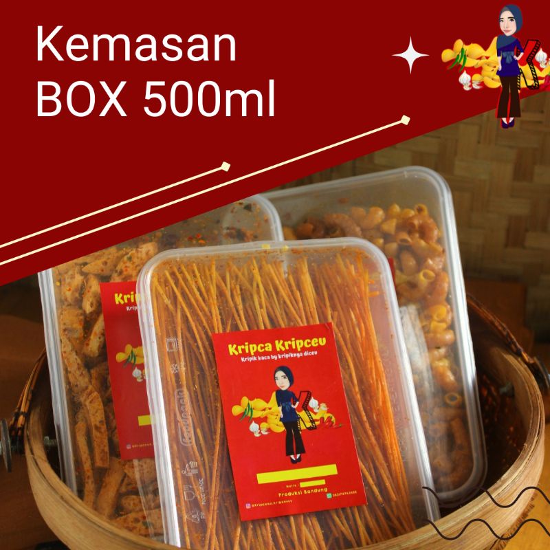 

KERIPIK KACA/BASRENG/SEBLAK VIRAL KEMASAN BOX 500ml