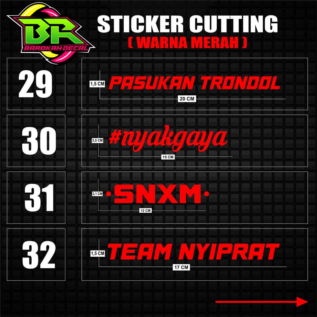 Sticker Cutting Stiker Motor Variasi mrh (Harga per 1 pcs)