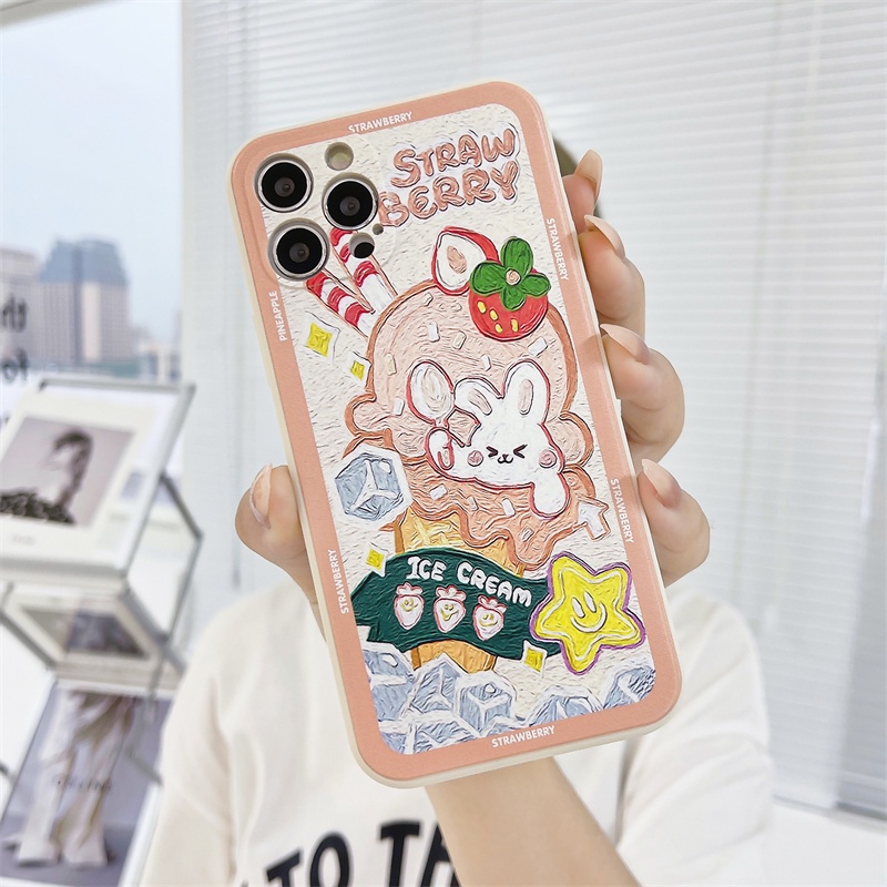 Casing Soft Tpu Case Realme C21Y C11 2021 C15 C21 C25 C20 C12 C3 C25S 5 5S 5i 6i C17 7i C1 C25Y C2 C3i C20A realme Narzo 20 10 10A 20A 30A A54 A15 A16 A9 A5 A7 A5S A95 A53 A33 Y12 Y20 A12 Motif Matcha Ice Cream Pattern Matte Soft Case-#1