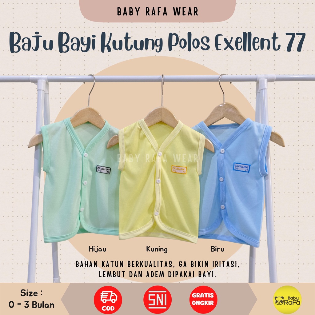 Baju Bayi Kutung POLOS Size 0 - 3 Bulan SNI EXCELLENT 77