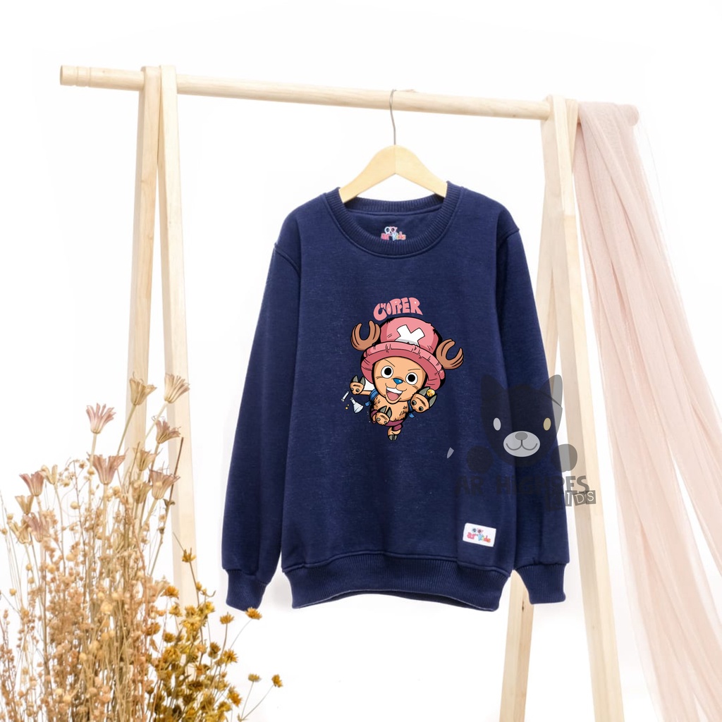 Crewneck Anak Laki-laki / Perempuan Motif Karakter Chopper Happy Warna Navy