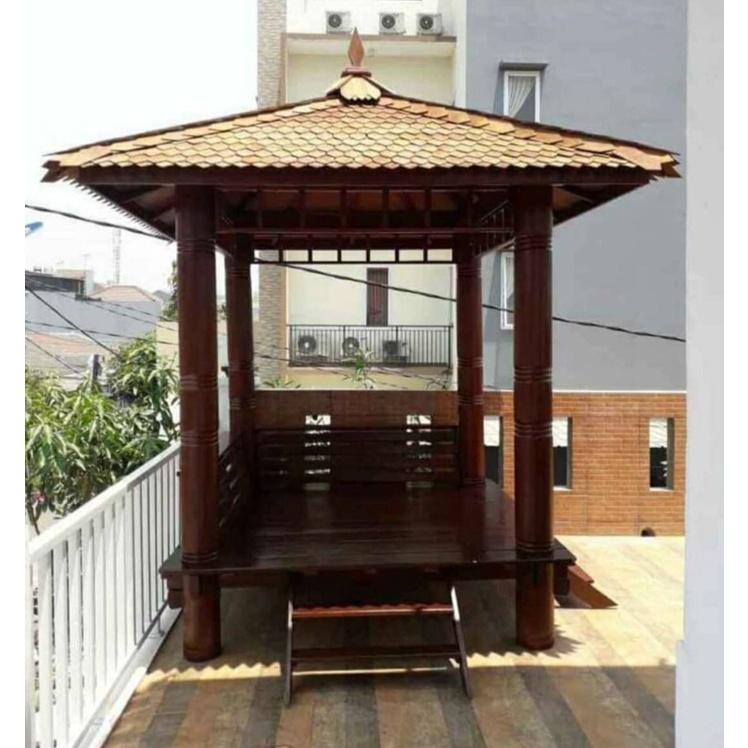 Gazebo Minimalis Kayu Glugu